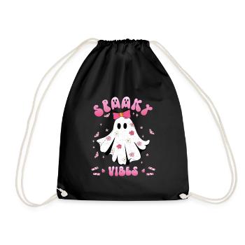 Halloween Girl SPOOKY VIBES Halloween Party - Drawstring Bag - black - Front