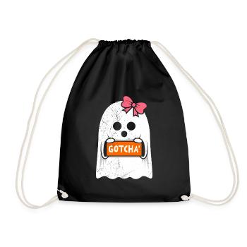Halloween Kostüm Kinder ERWISCHT Lustiges - Turnbeutel - Schwarz - Vorne