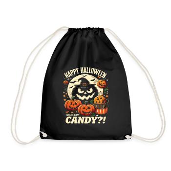 HAPPY HALLOWEEN CANDY?! Funny Halloween Costume - Drawstring Bag - black - Front