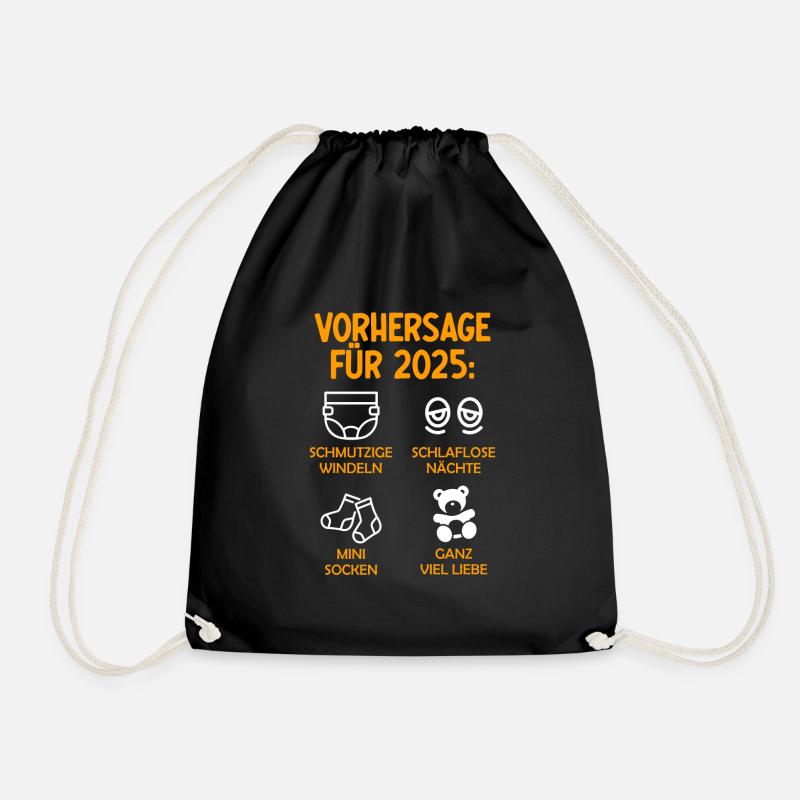 Werdende Eltern Vorhersage für 2025 Werdender Papa - Turnbeutel - Schwarz