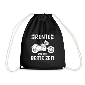 RENTE IST DIE BESTE ZEIT Lustiges Rentner - Turnbeutel - Schwarz - Vorne
