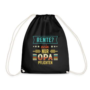 RENTE? NEIN NUR OPA PFLICHTEN Lustiges Opi - Turnbeutel - Schwarz - Vorne