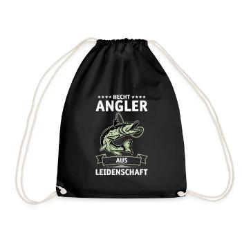 HECHT ANGLER AUS LEIDENSCHAFT Lustiges Angeln - Turnbeutel - Schwarz - Vorne