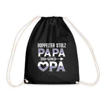 Großvater DOPPELTER STOLZ PAPA UND OPA Lustiges - Turnbeutel - Schwarz - Vorne