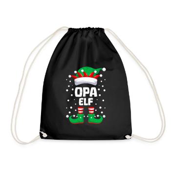 Weihnachten OPA ELF Lustiges Großvater Elfen - Turnbeutel - Schwarz - Vorne