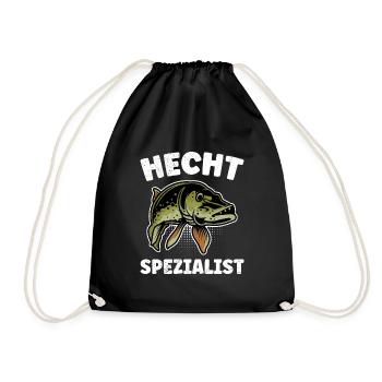 HECHT SPEZIALIST Lustiges Angler Outfit Hecht - Turnbeutel - Schwarz - Vorne