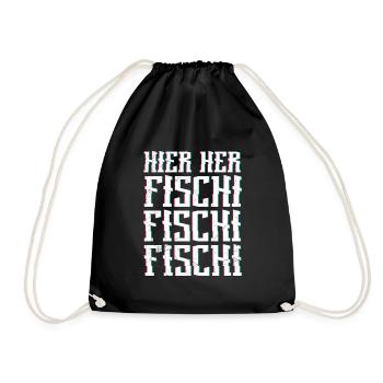 Angeln HIER HER FISCHI FISCHI FISCHI Lustiges - Turnbeutel - Schwarz - Vorne