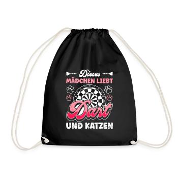 Dartspielerin DIESES MÄDCHEN LIEBT DART UND KATZEN - Turnbeutel - Schwarz - Vorne