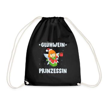 GLÜHWEIN PRINZESSIN Lustiges Weihnachtsmarkt - Turnbeutel - Schwarz - Vorne
