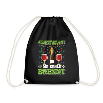 ADVENT ADVENT DIE KEHLE BRENNT Lustiges Glühwein - Turnbeutel - Schwarz - Vorne