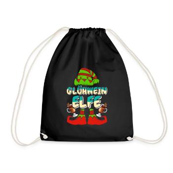 Weihnachtsmarkt GLÜHWEIN ELFE Lustiges Weihnachts - Turnbeutel - Schwarz - Vorne