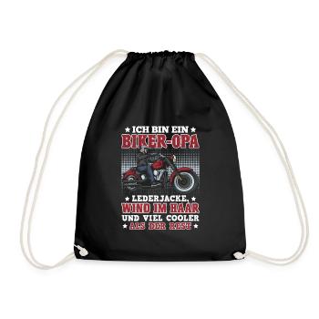 Opi BIN EIN BIKER OPA Lustiges Motorrad Fahrer - Turnbeutel - Schwarz - Vorne