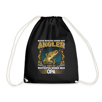 Opi MANCHE MENSCHEN NENNEN MICH ANGLER BIN OPA - Turnbeutel - Schwarz - Vorne