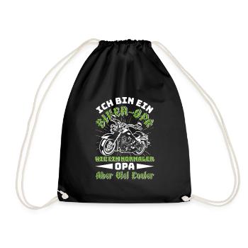 Opi BIN EIN BIKER OPA Lustiges Motorrad Fahrer - Turnbeutel - Schwarz - Vorne