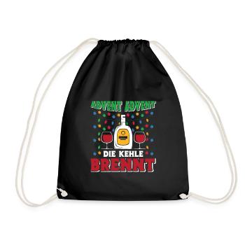 ADVENT ADVENT DIE KEHLE BRENNT Lustiges Glühwein - Turnbeutel - Schwarz - Vorne