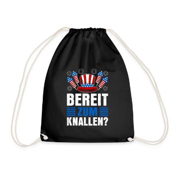 Feuerwerk BEREIT ZUM KNALLEN? Lustiges Böllern - Turnbeutel - Schwarz - Vorne