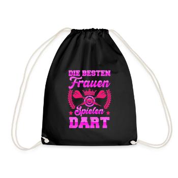 Dartspielerin DIE BESTEN FRAUEN SPIELEN DART - Turnbeutel - Schwarz - Vorne
