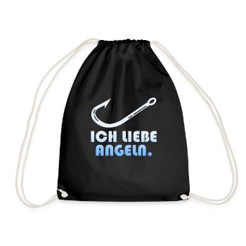 Angler ICH LIEBE ANGELN Lustiges Angel Liebhaber - Turnbeutel - Schwarz - Vorne