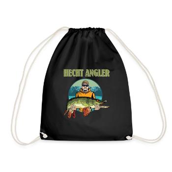 HECHT ANGLER Geburtstag Angeln Hobby Fischen - Turnbeutel - Schwarz - Vorne