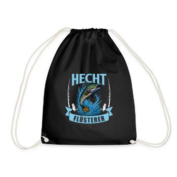 HECHT FLÜSTERER Angler Outfit Lustiges Angeln - Turnbeutel - Schwarz - Vorne