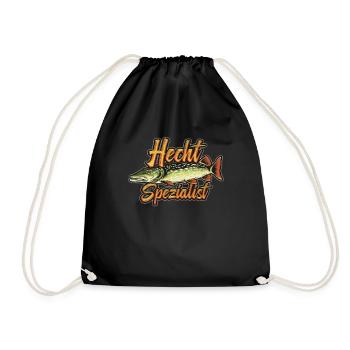 HECHT SPEZIALIST Lustiges Angler Outfit Hecht - Turnbeutel - Schwarz - Vorne