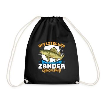 Zander Angeln OFFIZIELLES ZANDER GLÜCKSSHIRT - Turnbeutel - Schwarz - Vorne