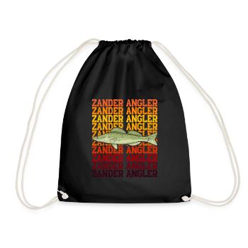 Angler Outfit ZANDER ANGLER Geburtstag Angeln - Turnbeutel - Schwarz - Vorne