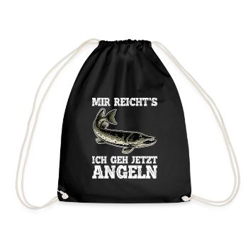 Hecht Angeln MIR REICHT'S ICH GEH JETZT ANGELN - Turnbeutel - Schwarz - Vorne