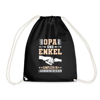 OPA UND ENKEL KOMPLIZEN IN LAUSBUBENSTREICHEN - Turnbeutel - Schwarz - Vorne