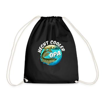 HECHT COOLER OPA Lustiges Hecht Angler Großvater - Turnbeutel - Schwarz - Vorne