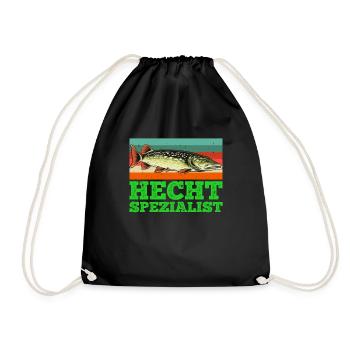 HECHT SPEZIALIST Lustiges Angler Outfit Hecht - Turnbeutel - Schwarz - Vorne