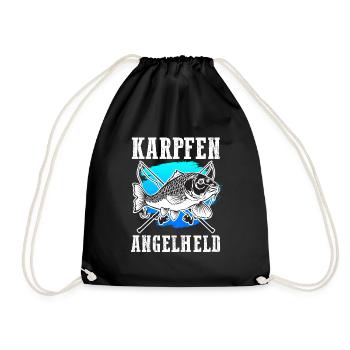 KARPFEN ANGELHELD Lustiges Angeln Hobby Karpfen - Turnbeutel - Schwarz - Vorne