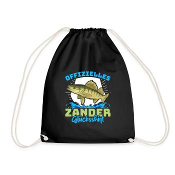 Zander Angeln OFFIZIELLES ZANDER GLÜCKSSHIRT - Turnbeutel - Schwarz - Vorne