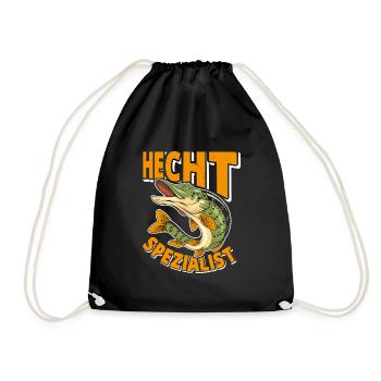 Angler Outfit HECHT SPEZIALIST Lustiges Angeln - Turnbeutel - Schwarz - Vorne