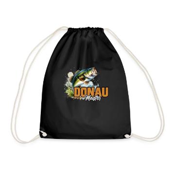 DONAU MEISTER Lustiges Angeln Hobby Angler - Turnbeutel - Schwarz - Vorne