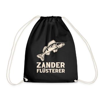 Angler ZANDER FLÜSTERER Angeln Hobby Angler - Turnbeutel - Schwarz - Vorne