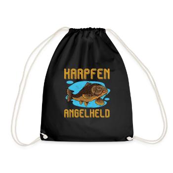 KARPFEN ANGELHELD Lustiges Angeln Hobby Karpfen - Turnbeutel - Schwarz - Vorne