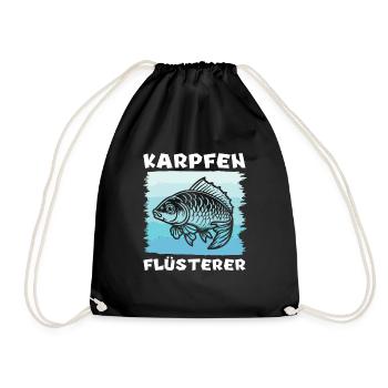 KARPFEN FLÜSTERER Lustiges Angler Geburtstags - Turnbeutel - Schwarz - Vorne