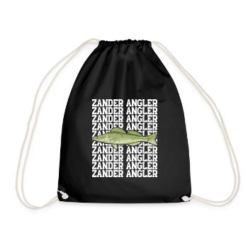 Angler Outfit ZANDER ANGLER Geburtstag Angeln - Turnbeutel - Schwarz - Vorne