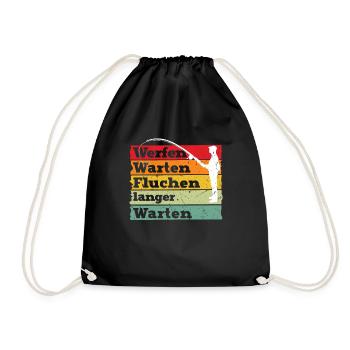 Angler Outfit WERFEN WARTEN KURBELN NOCHMAL Lustig - Turnbeutel - Schwarz - Vorne