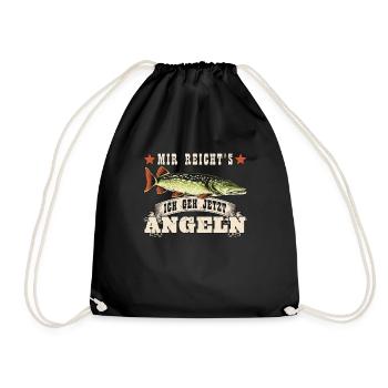 Hecht Angler MIR REICHT'S GEH JETZT HECHT ANGELN - Turnbeutel - Schwarz - Vorne