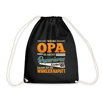 Opi WENN OPA ES NICHT REPARIEREN KANN Lustiges - Turnbeutel - Schwarz - Vorne