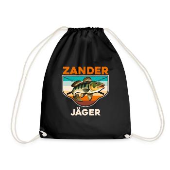 ZANDER JÄGER Lustiges Angler Outfit Angeln - Turnbeutel - Schwarz - Vorne