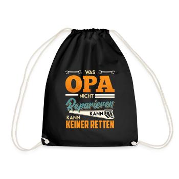 Opi WAS OPA NICHT REPARIEREN KANN KANN KEINER - Turnbeutel - Schwarz - Vorne