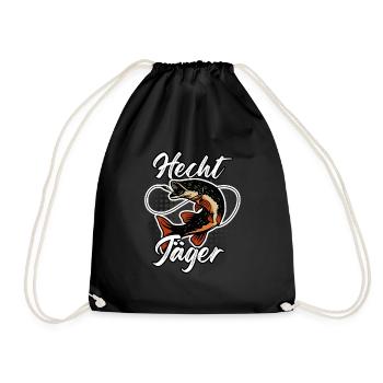 HECHT JÄGER Lustiges Angler Outfit Hecht Angeln - Turnbeutel - Schwarz - Vorne