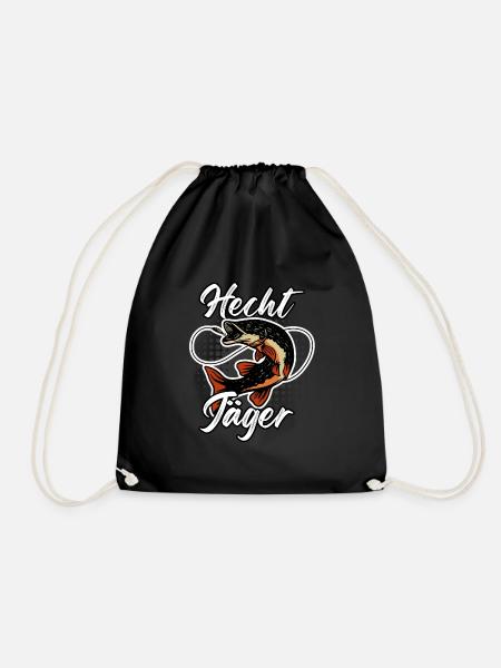 HECHT JÄGER Lustiges Angler Outfit Hecht Angeln - Turnbeutel - Schwarz