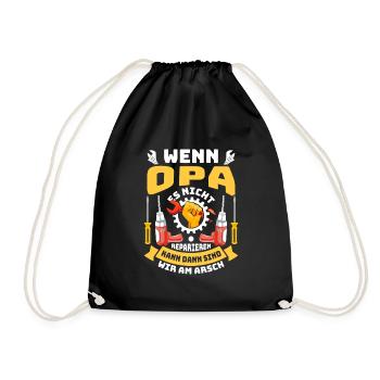 Opi WENN OPA ES NICHT REPARIEREN KANN SIND WIR AM - Turnbeutel - Schwarz - Vorne
