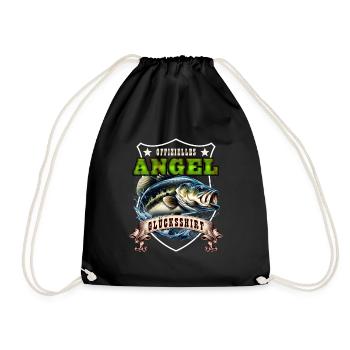 Zander Angler OFFIZIELLES ANGEL GLÜCKSSHIRT Lustig - Turnbeutel - Schwarz - Vorne