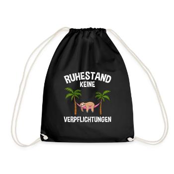 RUHESTAND KEINE VERPFLICHTUNGEN Lustiges - Turnbeutel - Schwarz - Vorne