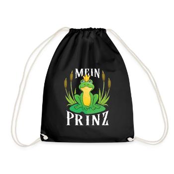 Karneval Party Männer MEIN PRINZ Lustiges Frosch - Turnbeutel - Schwarz - Vorne